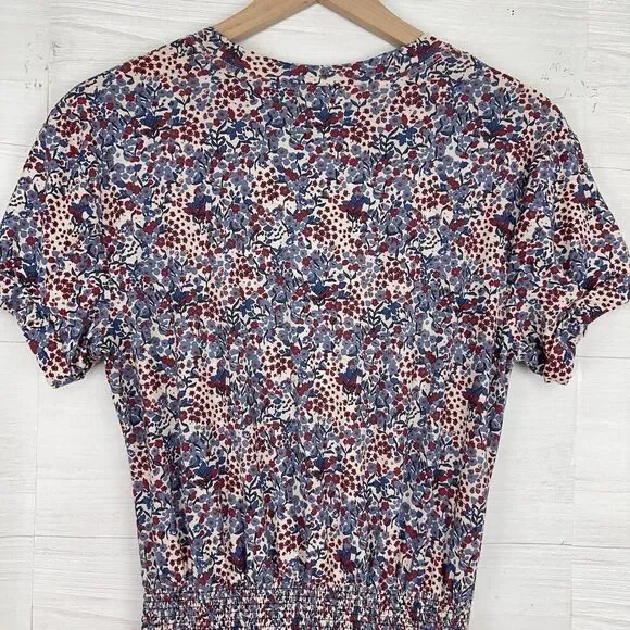 Nation LTD Martine Knit Midi Dress Size Small Floral Print Tiered Smocked Waist - Picture 8 of 16